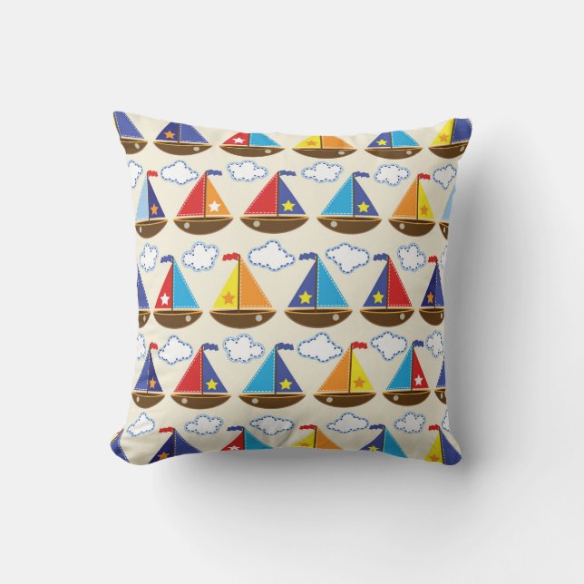 Cute Sailboat Pattern 2 Kussen (Voorkant)