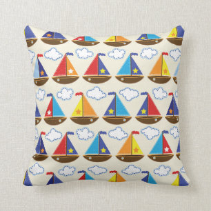 Cute Sailboat Pattern 2 Kussen