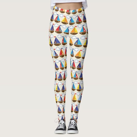 Cute Sailboat Pattern 2 Leggings (Voorkant)