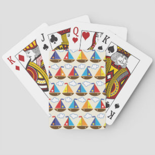 Cute Sailboat Pattern 2 Pokerkaarten