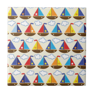 Cute Sailboat Pattern 2 Tegeltje