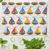 Cute Sailboat Pattern 2 Theedoek (Gevouwen)