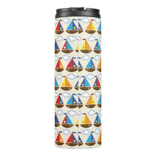 Cute Sailboat Pattern 2 Thermosbeker (Achterkant)