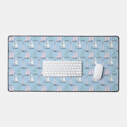 Cute Sailboat Pattern Bureaumat (Keyboard & Muis)