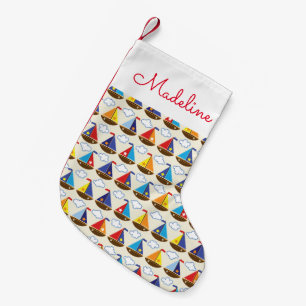 Cute Sailboat Pattern   Jouw namen toevoegen Kleine Kerstsok