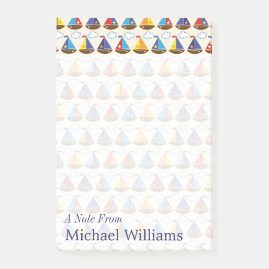 Cute Sailboat Pattern | Jouw namen toevoegen Post-it® Notes (Voorkant)