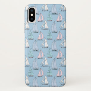 Cute Sailboat Pattern   Monogram 2 iPhone X Hoesje