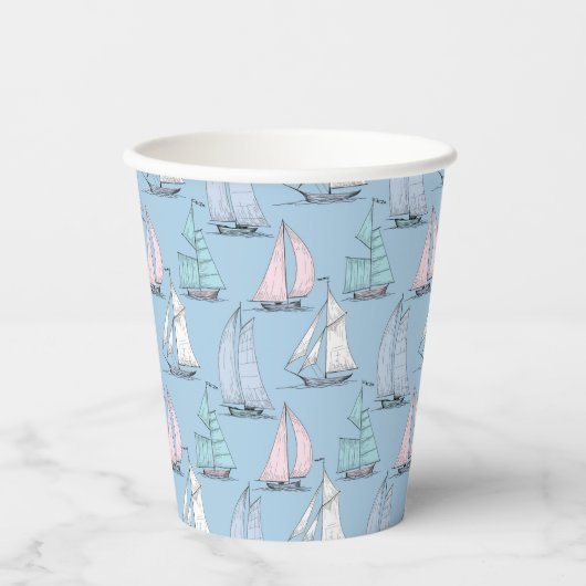 Cute Sailboat Pattern Papieren Bekers (Voorkant)