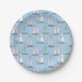 Cute Sailboat Pattern Papieren Bordje (Voorkant)