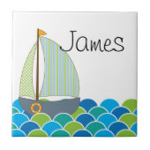 Cute Sailboot Name Tile Tegeltje (Voorkant)