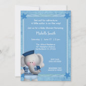 Cute Sailor Elephant Baby shower Invitation Kaart (Voorkant)