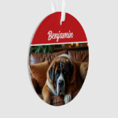 Cute Saint Bernard Dog Holiday Christmas Photo (devant)