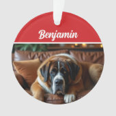 Cute Saint Bernard Dog Holiday Christmas Photo (devant)