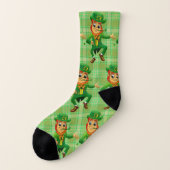 Cute Saint Patrick's Day Green Pset Leprechaun Sokken (Links - buitenkant)