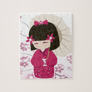 Cute Sakura Kokeshi Doll Legpuzzel