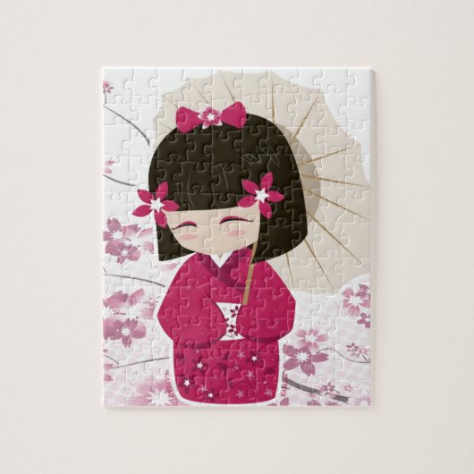 Cute Sakura Kokeshi Doll Legpuzzel (Verticaal)
