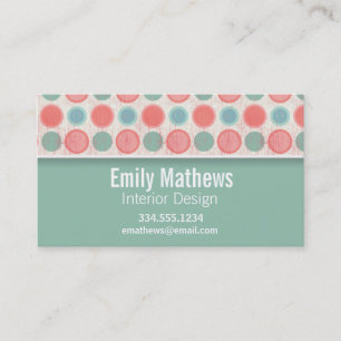 Cute Salmon, Coral Pink en Seafoam Polka Dots Visitekaartje