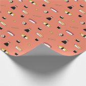 Cute Salmon Sushi Roll Set Pattern Nigiri Maki Cadeaupapier (Hoek)