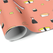 Cute Salmon Sushi Roll Set Pattern Nigiri Maki Cadeaupapier (Rol Hoek)