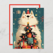 Cute Samoyed dog with Christmas Briefkaart (Voorkant / Achterkant)