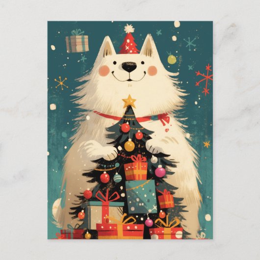 Cute Samoyed dog with Christmas Briefkaart (Voorkant)