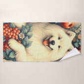 Cute Samoyed Floral Peinture (Serviette de bain)
