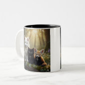  Cute Samoyed puppy and black kitten Mug (Devant gauche)