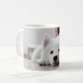 Cute samoyed puppy koffiemok (Voorkant links)