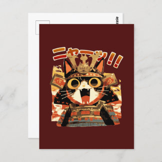 Cute Samurai Cat in Armor Briefkaart