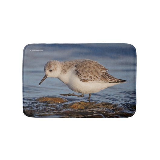 Cute Sanderling Sandpiper Walking Winter Beach Badmat (Voorkant)