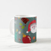 Cute Santa and Christmas Pattern Koffiemok (Voorkant links)