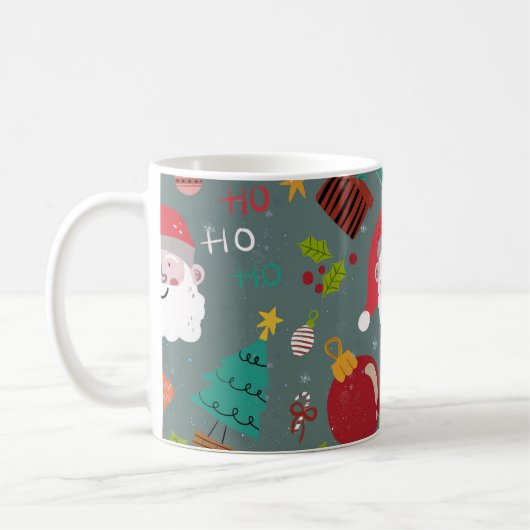 Cute Santa and Christmas Pattern Koffiemok (Links)