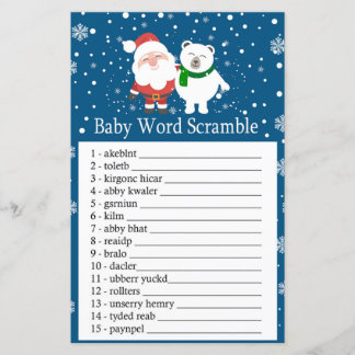 Cute santa and polar beer Baby word scramble game