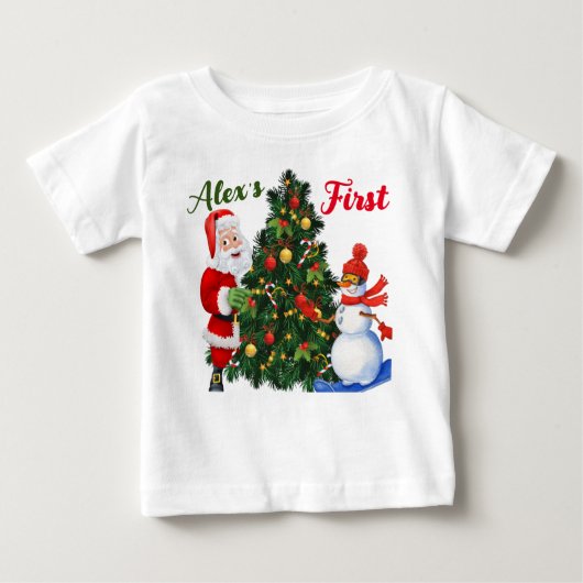 Cute Santa and sneeuwman Kerstshirt (Voorkant)