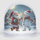 Cute Santa and snowman dancing on ice in winter  (Avant)