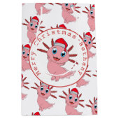 Cute Santa Axolotl Name Merry Kerstry Medium Cadeauzakje (Voorkant)