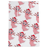 Cute Santa Axolotl Name Merry Kerstry Medium Cadeauzakje (Achterkant)