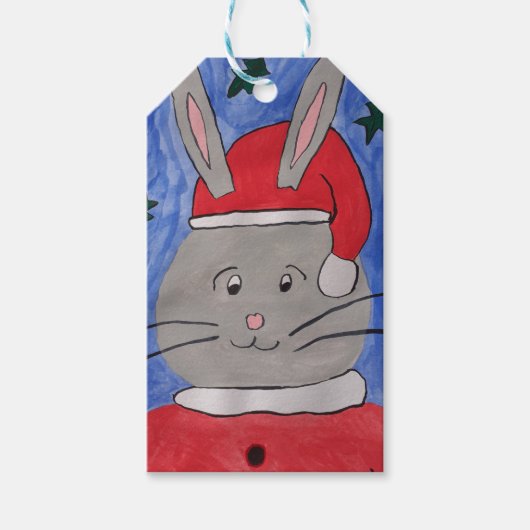 Cute Santa Bunny Cadeaulabel (Voorkant)