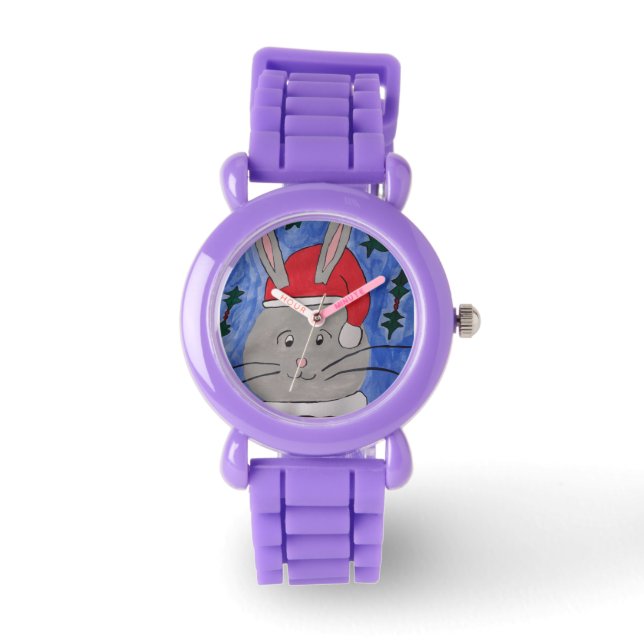 Cute Santa Bunny Horloge (Voorkant)