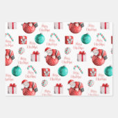Cute Santa Cartoon Pattern Name Merry Kerstmis Inpakpapier Vel (Voorkant 3)