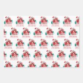Cute Santa Cartoon Pattern Name Merry Kerstmis Inpakpapier Vel (Voorkant)