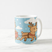 Cute Santa Cat Flying Sleigh Christmas Mug (Devant droit)