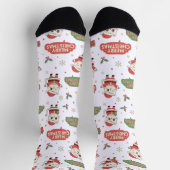 Cute Santa Cat Pattern "Merry Christmas" Holiday  Sokken (Top)