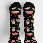 Cute Santa Cat Pattern "Merry Christmas" Holiday Sokken (Top)