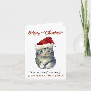Cute Santa Cat personaliseren Notitiekaartje