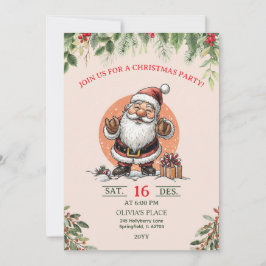 Cute Santa Christmas Party Invitation  Kaart