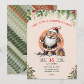 Cute Santa Christmas Party Invitation  Kaart (Voorkant / Achterkant)