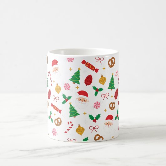 Cute Santa & Christmas Treats Pattern Mug (Centre)