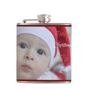 Cute Santa Claus Baby Foto Vinyl Wrapped Flask Heupfles