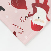 Cute Santa Claus Candy Cane Pattern Red Fleece Deken (Hoek)
